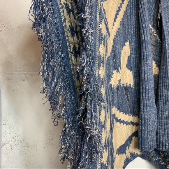 Lauren Ralph Lauren Vintage Aztec Knitted Wool Linen Blend Poncho Shawl Cardigan - Picture 4 of 16